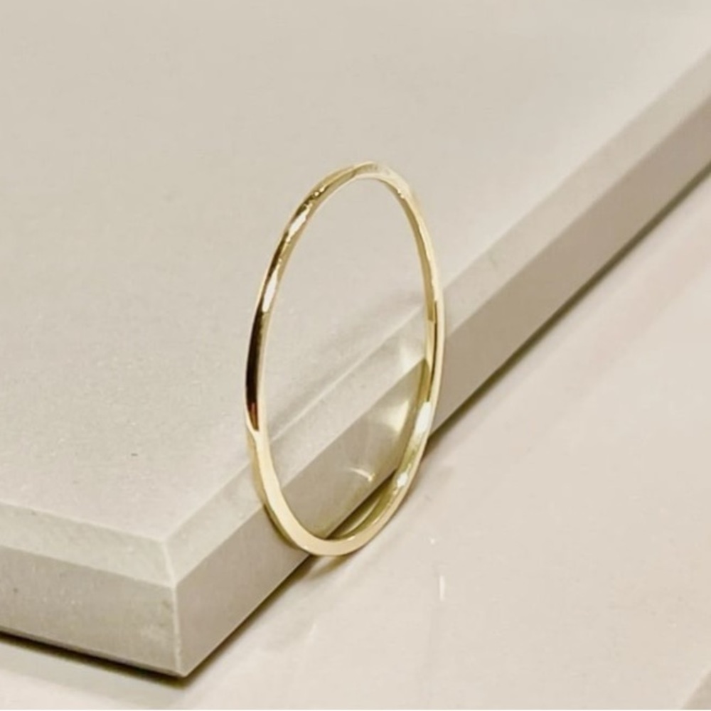 14K Gold 1MM Thin Wedding Engagement Promise Stacking Ring Band - Picture 4 of 7